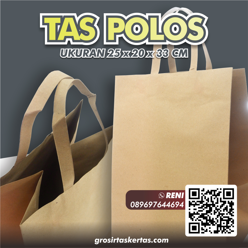Paper bag polos 25 x 20 x 33 cm custom dan grosir